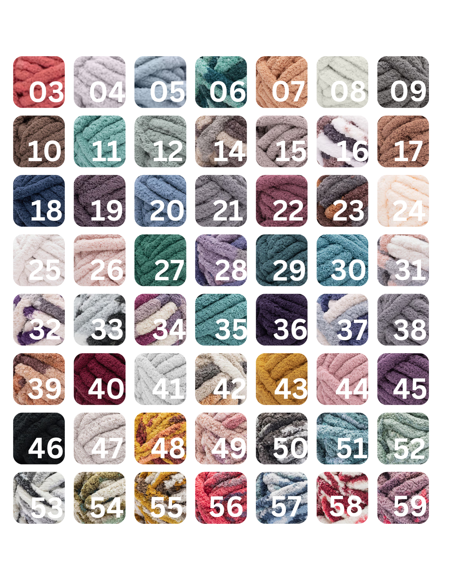Layout of all the color options to pick from.