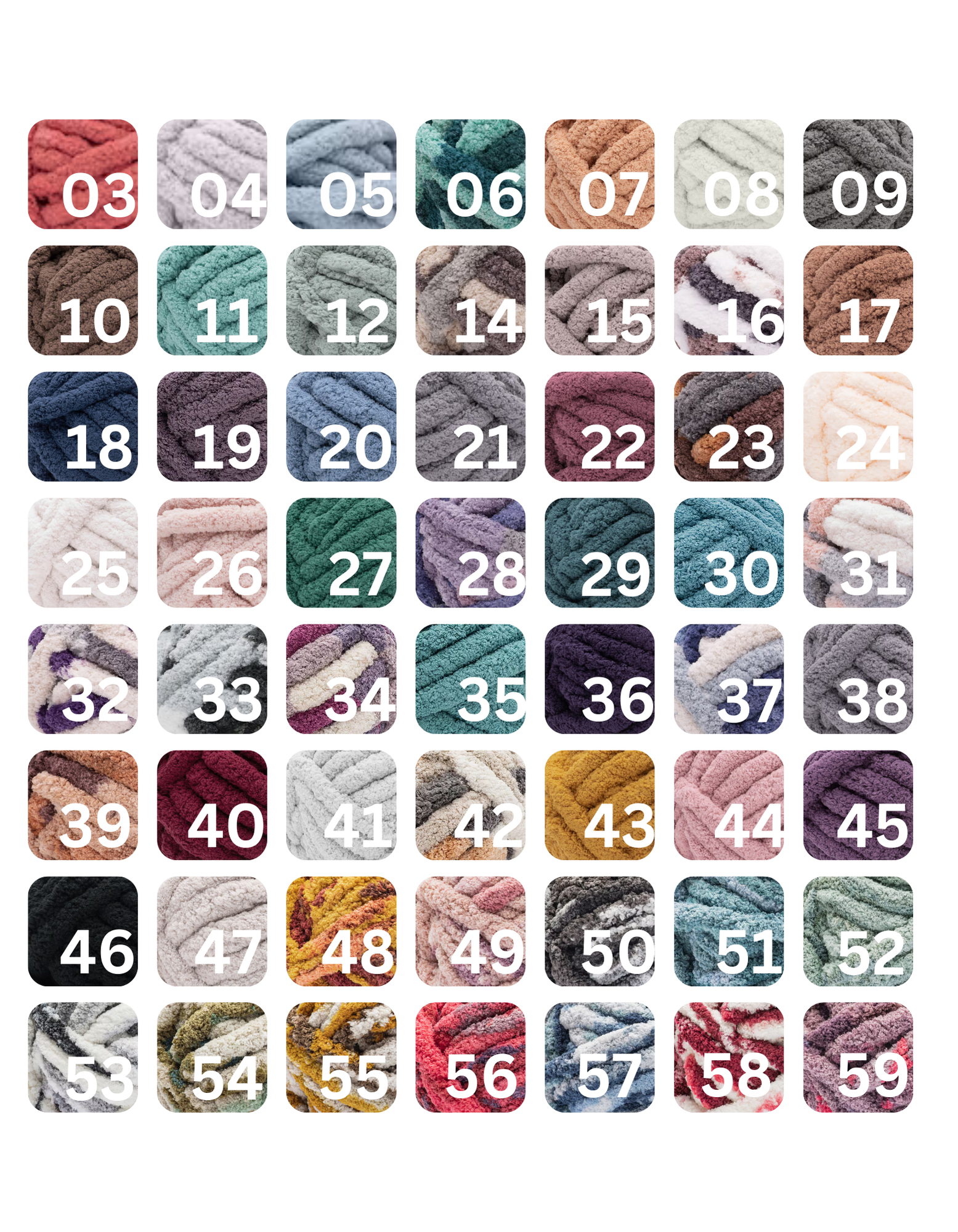 Layout of all the color options to pick from.
